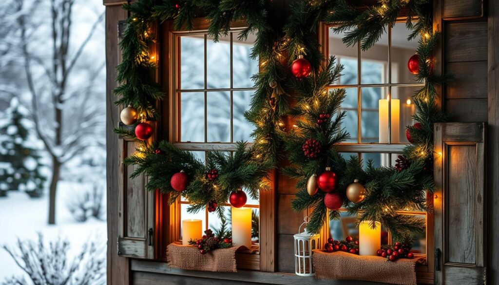 rustic holiday window frames