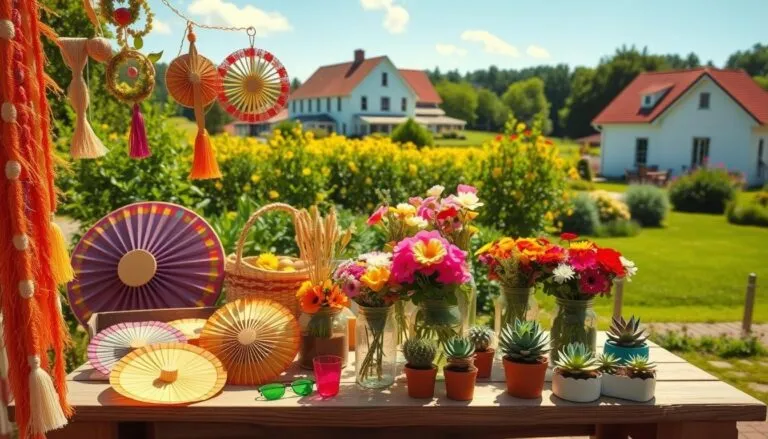Colorful paper fans, fresh flowers, and hand-crafted accents—set the tone for summer creativity at your local market.
