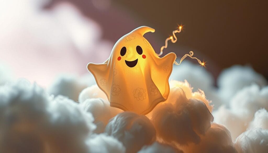 DIY Halloween ghost crafts with cotton balls and glue featuring fluffy ghost shapes made from cotton balls, googly eyes, and glue, arranged on a child-friendly craft table with Halloween-themed decorations.